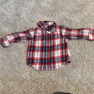 Old Navy Red and Black Plaid Kids Button-Down Shirt